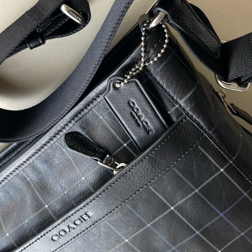 (new+tag) Coach F71757 Men/Unisex tech crossbody full leather black tattersall - Picture 3 of 16